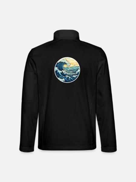 Japanische Welle – Vintage Hokusai Meer Stil - Unisex Softshelljacke - Schwarz