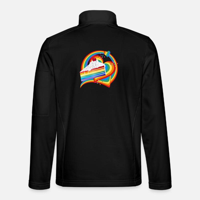 Stück Regenbogen Kuchen mit Sahne und Kirsche Unisex Softshelljacke