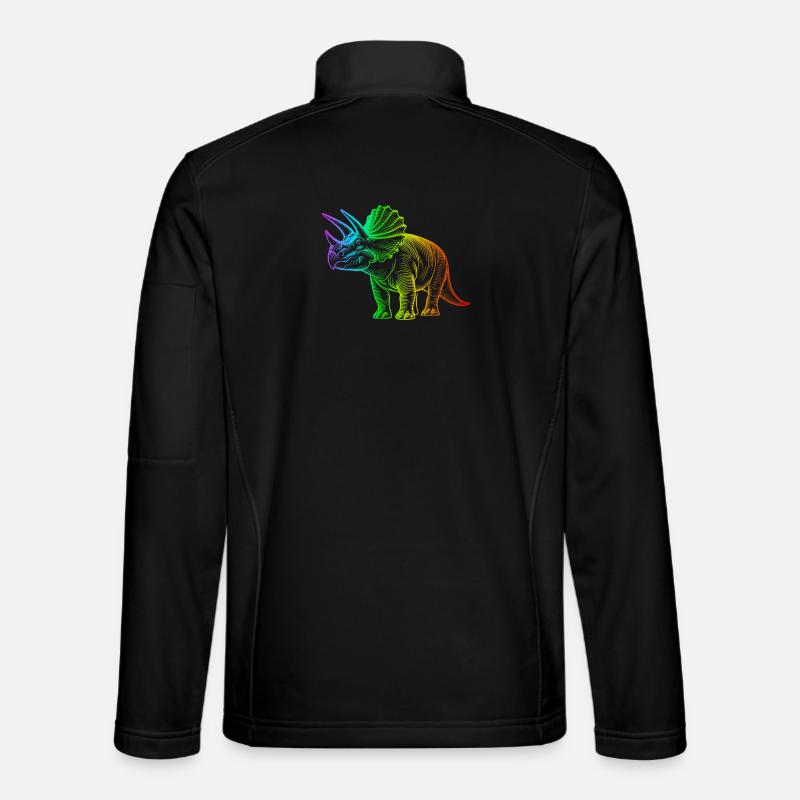 Rainbow Triceratops Dinosaur - Unisex Softshell Jacket - black
