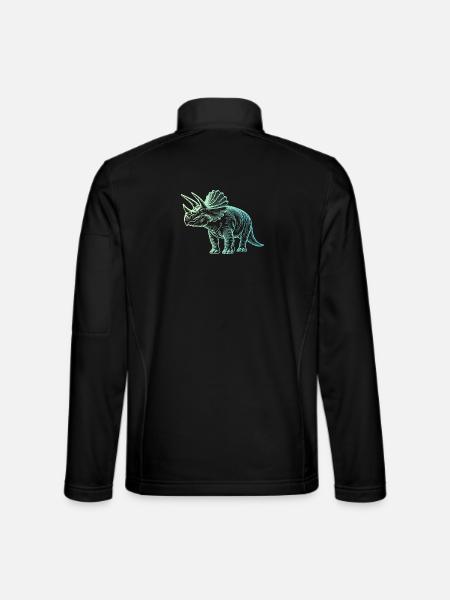 Dessin de dinosaure triceratops dégradé bleu vert - Veste en tissu softshell Unisexe - noir - Dos