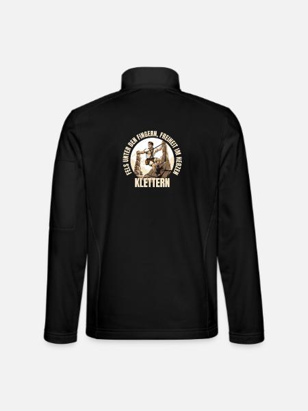Fels unter den Fingern, Freiheit im Herzen - Unisex Softshelljacke - Schwarz - Hinten