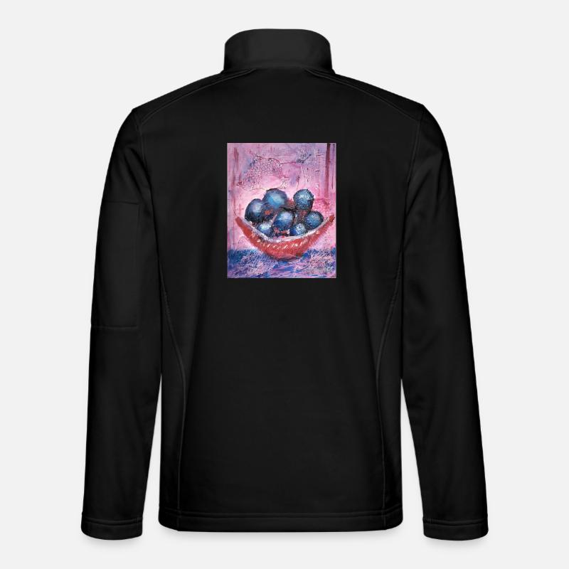 Blueberrys on pastel background - Unisex Softshell Jacket - black