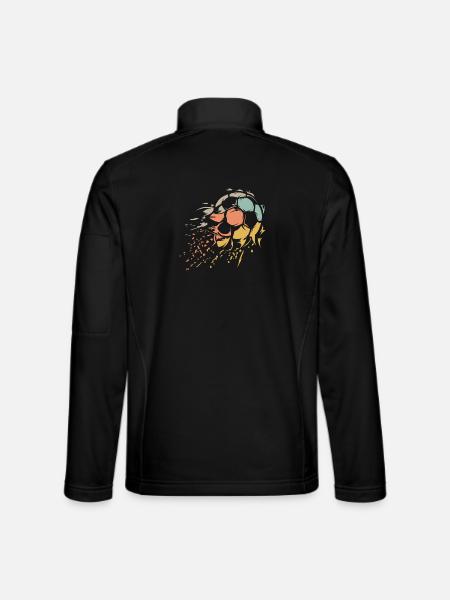 retro football ball shredded vintage colors icon - Unisex Softshell Jacket - black - Back