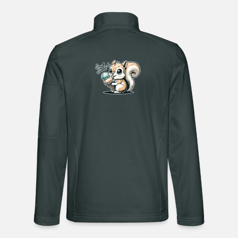 Écureuil de dessin animé mignon avec de la crème glacée Veste en tissu softshell Unisexe