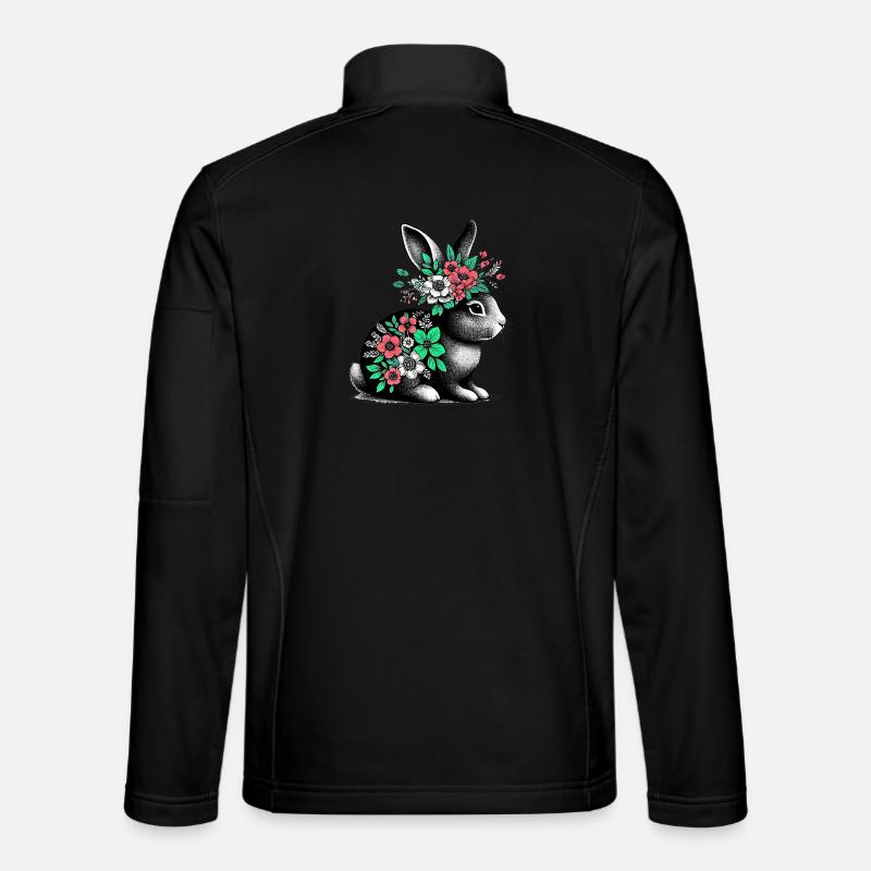 Rabbit with Flowers - Unisex Softshell Jacket - black
