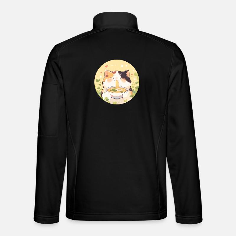 Cat eating Ramen - Unisex Softshell Jacket - black