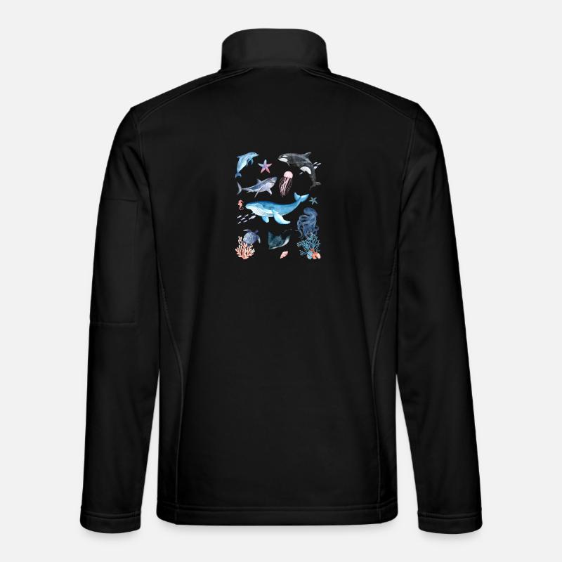 Underwater world, marine animals - Unisex Softshell Jacket - black