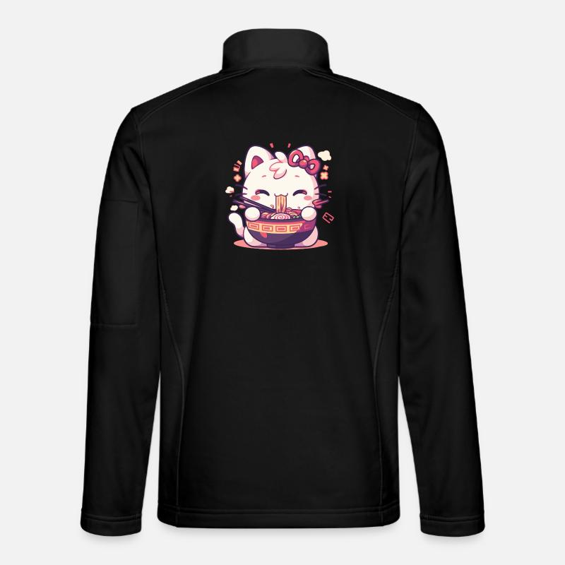 Cat eating Ramen - Unisex Softshell Jacket - black