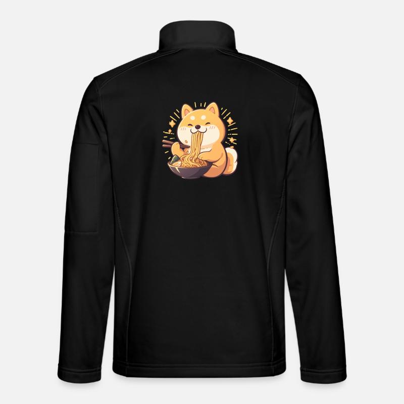 Hund isst Ramen - Unisex Softshelljacke - Schwarz