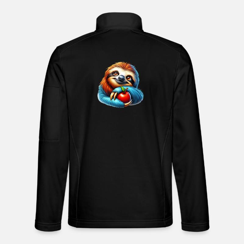 Faultier mit rotem Apfel - Unisex Softshelljacke - Schwarz