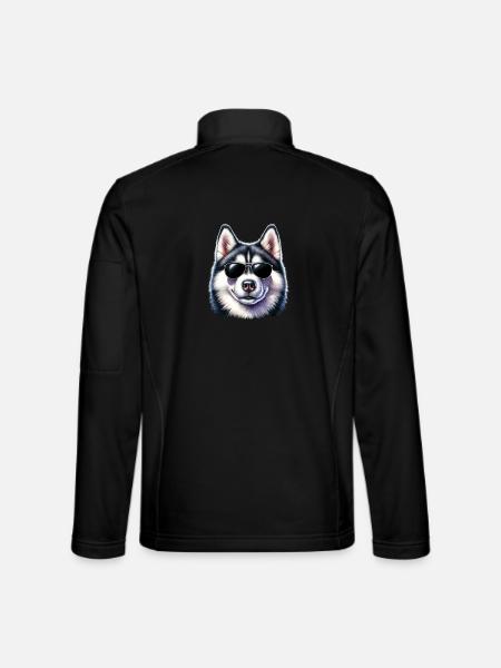 Cool husky with sunglasses - Unisex Softshell Jacket - black
