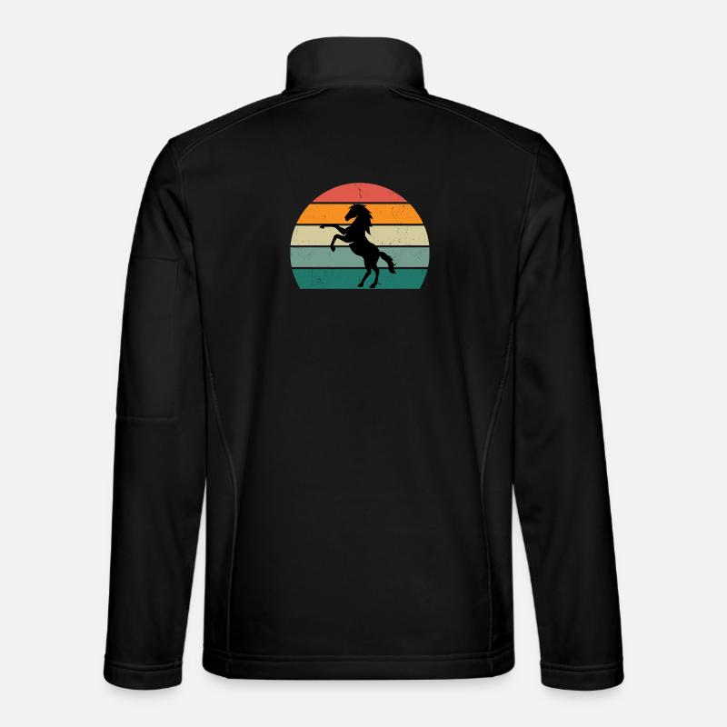 Retro Horse Silhouette Design - Unisex Softshell Jacket - black
