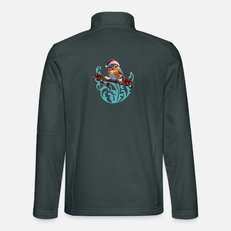 Niedlicher Weihnachtsvogel, der auf einem überdachten Ast sitzt Unisex Softshelljacke