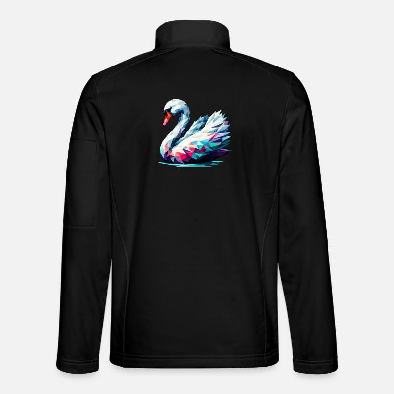 Polygonaler Schwan - Unisex Softshelljacke - Schwarz