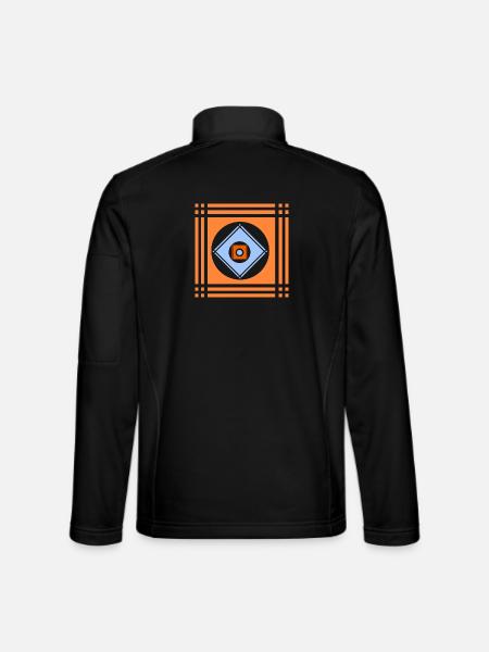 Geometrische Farbenspiele im Quadrat - Unisex Softshelljacke - Schwarz - Hinten