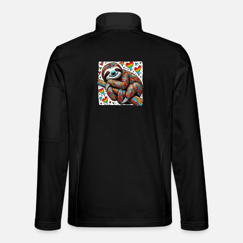 Sloth with Hearts - Unisex Softshell Jacket - black