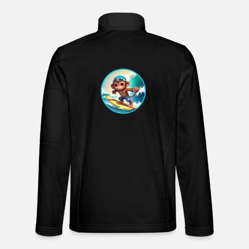 Fröhlicher surfender Affe - Unisex Softshelljacke - Schwarz