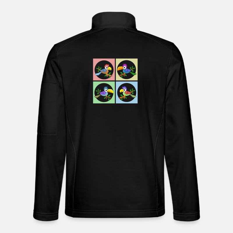 Bunte Papageien in Farbanimation - Unisex Softshelljacke - Schwarz