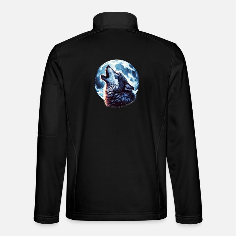 Wolf howls at the full moon - Unisex Softshell Jacket - black