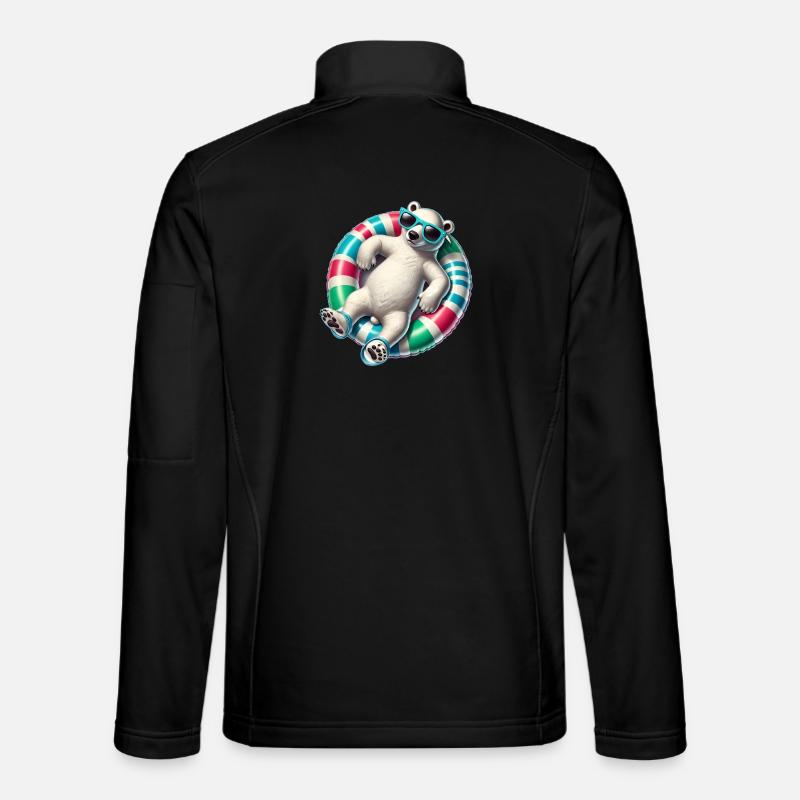 A relaxed polar bear on a swimming ring Unisex Softshell Jacket