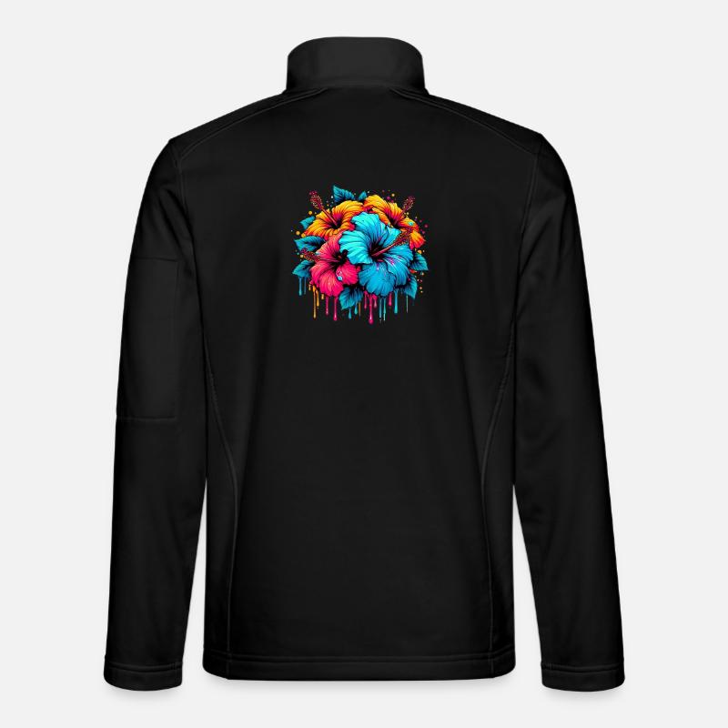 Hibiskusblüten - Unisex Softshelljacke - Schwarz