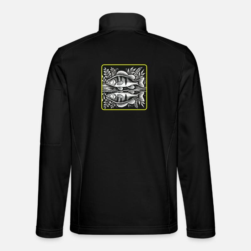 Perch Angler Silhouette Design - Unisex Softshell Jacket - black