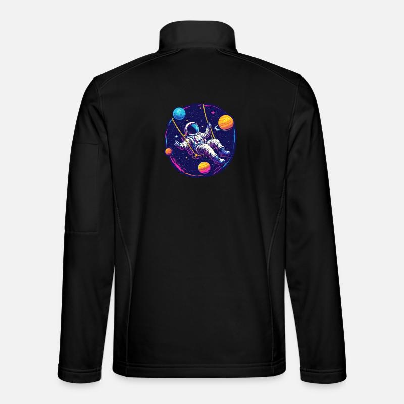 Astronaut with swing in space - Unisex Softshell Jacket - black
