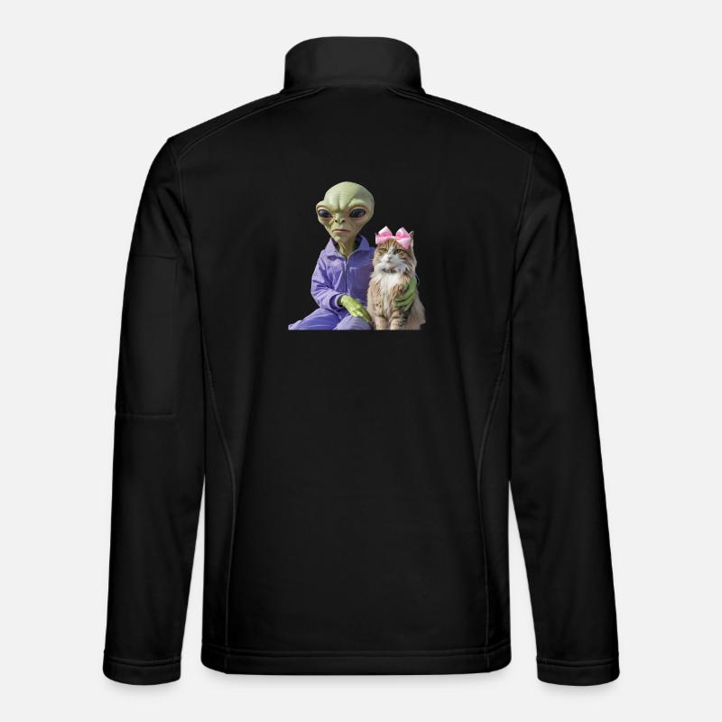 Alien und Katze – Galaktische Liebe Unisex Softshelljacke