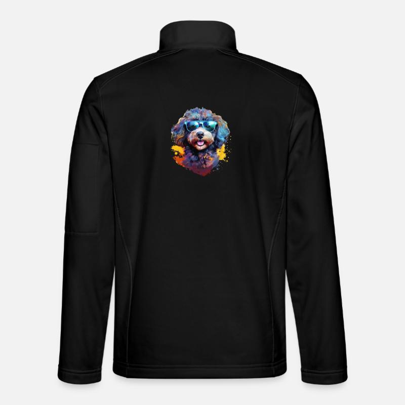 Small poodle with sunglasses - Unisex Softshell Jacket - black