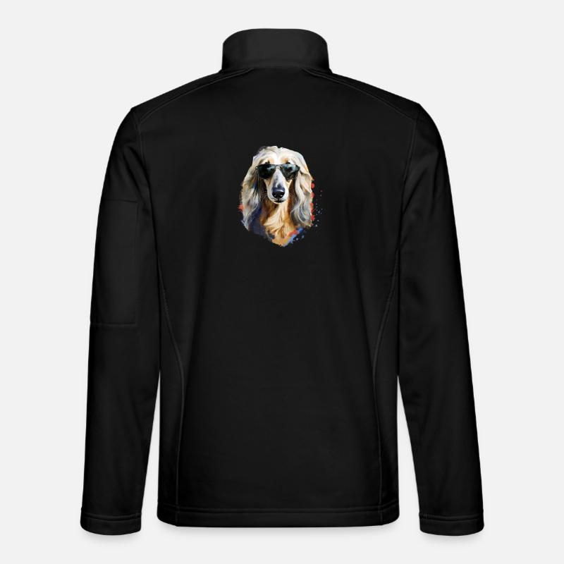 Afghan greyhound with sunglasses - Unisex Softshell Jacket - black