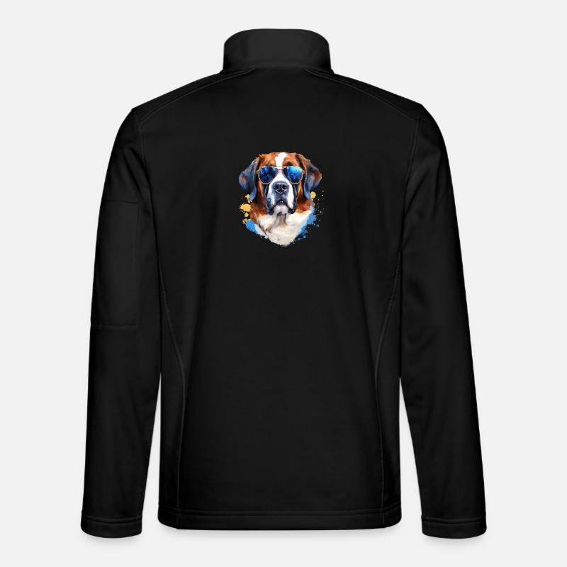 Bernhardiner mit Sonnenbrille - Unisex Softshelljacke - Schwarz