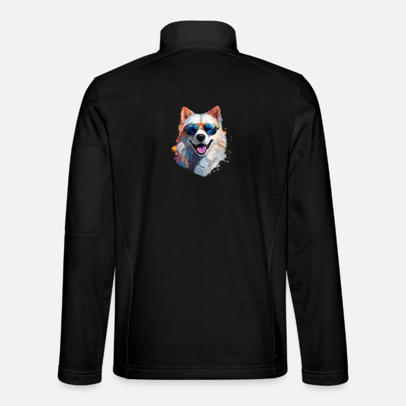 Samojede mit Sonnenbrille - Unisex Softshelljacke - Schwarz