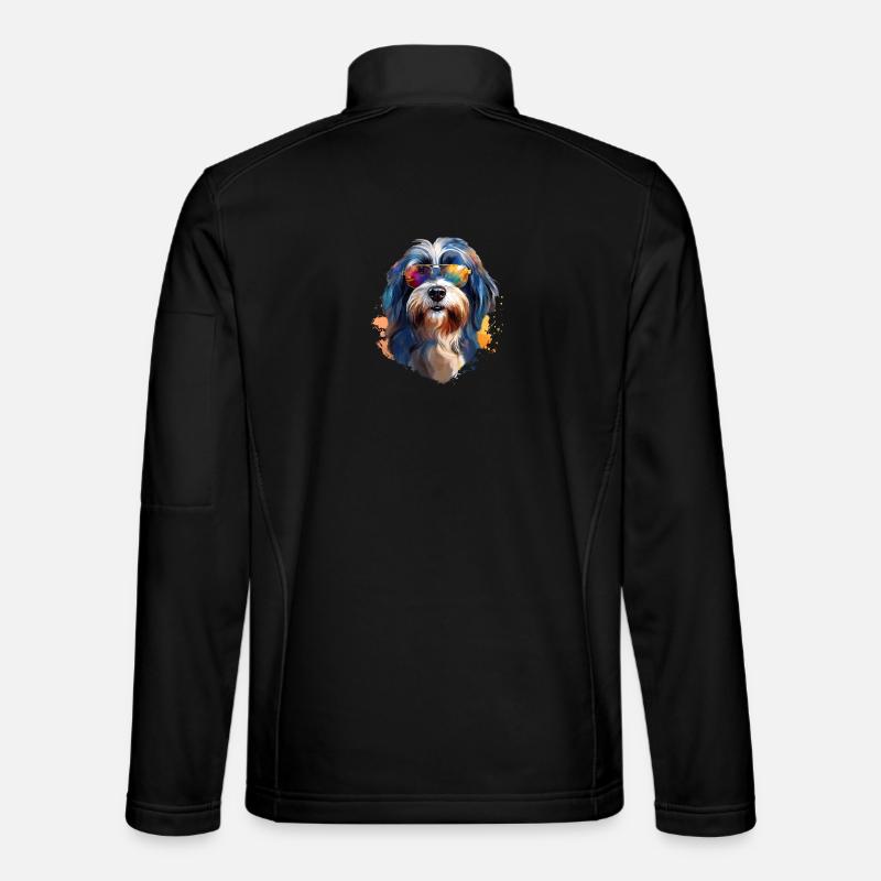 Tibetan Terrier with Sunglasses - Unisex Softshell Jacket - black
