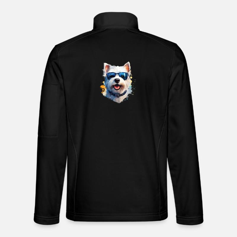 Westie with sunglasses - Unisex Softshell Jacket - black