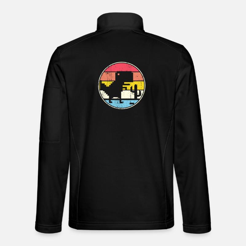 Pixel-Sonnenuntergangskreis mit Silhouette - Unisex Softshelljacke - Schwarz
