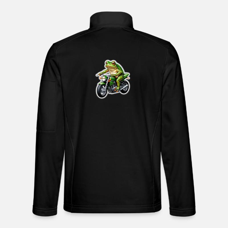 Frosch auf Motorrad Unisex Softshelljacke