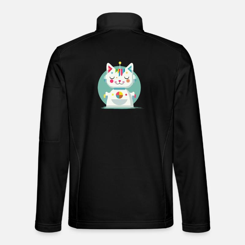 Geometric Robot Cat – Creative Illustration - Unisex Softshell Jacket - black