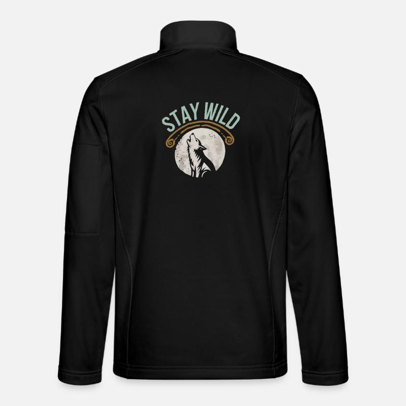 Stay Wild Wolf T-Shirt - Unisex Softshelljacke - Schwarz