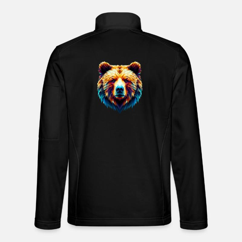 Polygonal Bear - Unisex Softshell Jacket - black