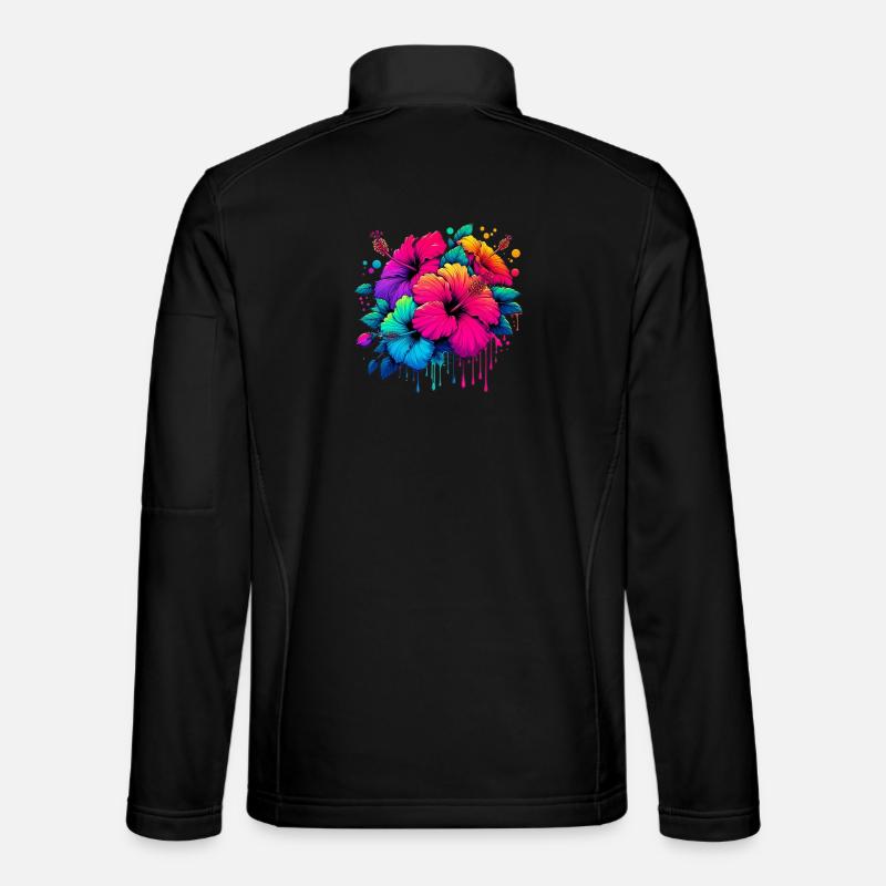 Hibiscus Flowers - Unisex Softshell Jacket - black