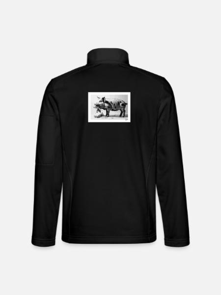 Schwein isst Salat - Unisex Softshelljacke - Schwarz