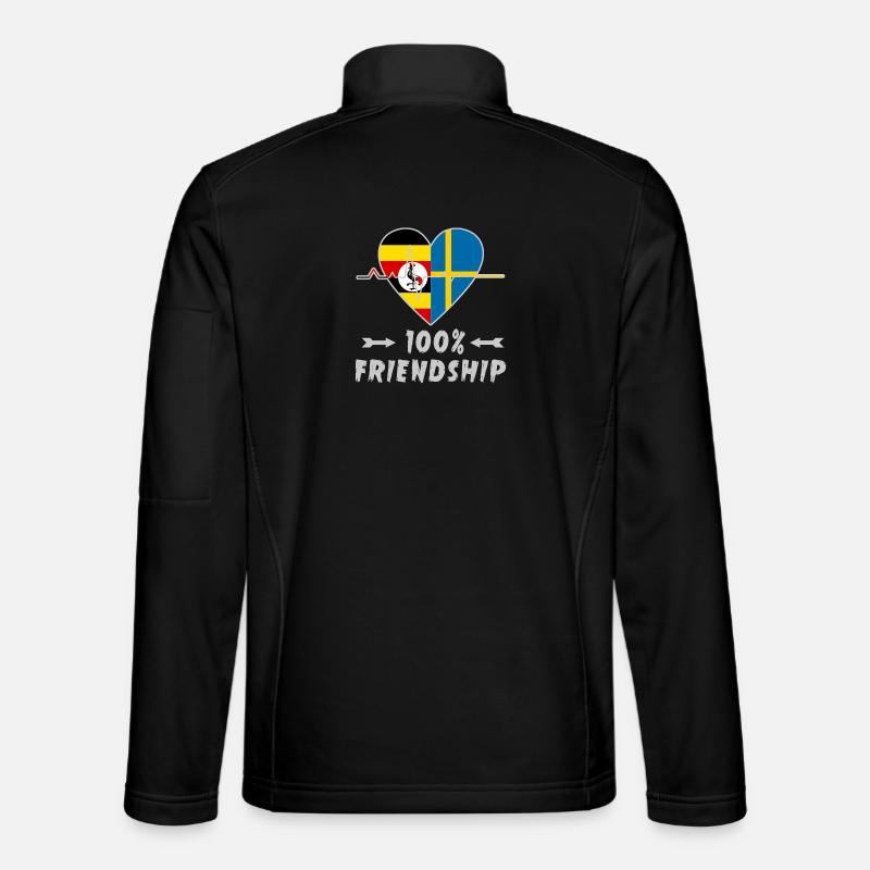 Uganda und Schweden 100% Freundschaft - Unisex Softshelljacke - Schwarz