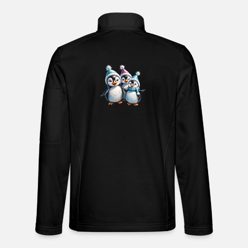 Three adorable penguins - Unisex Softshell Jacket - black