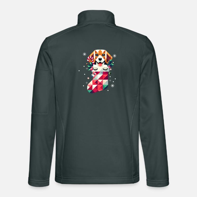 Beagle dans un bas de Noël coloré Veste en tissu softshell Unisexe