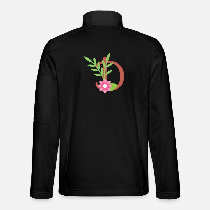 Elegant letter 'D' with flowers - Unisex Softshell Jacket - black