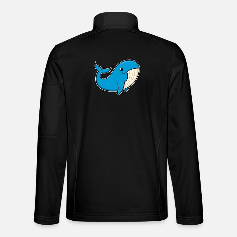 Image joyeuse d’une baleine bleue - Veste en tissu softshell Unisexe - noir