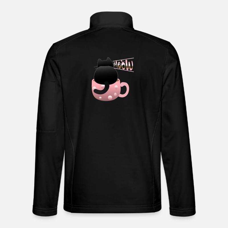 süße schwarze Katze miaut - Unisex Softshelljacke - Schwarz