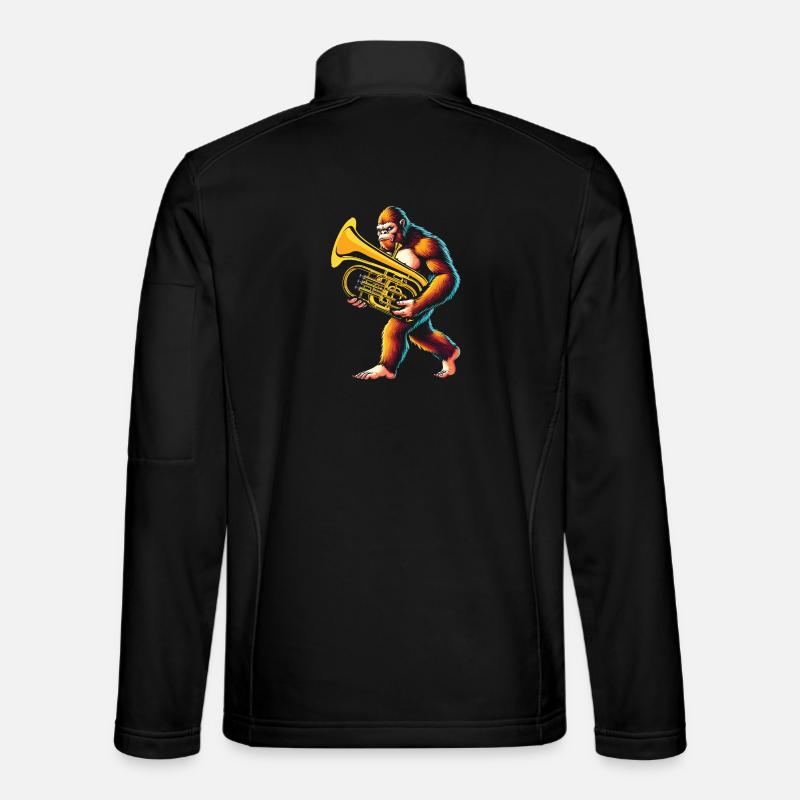 Yeti Gorilla mit Euphonium - Unisex Softshelljacke - Schwarz