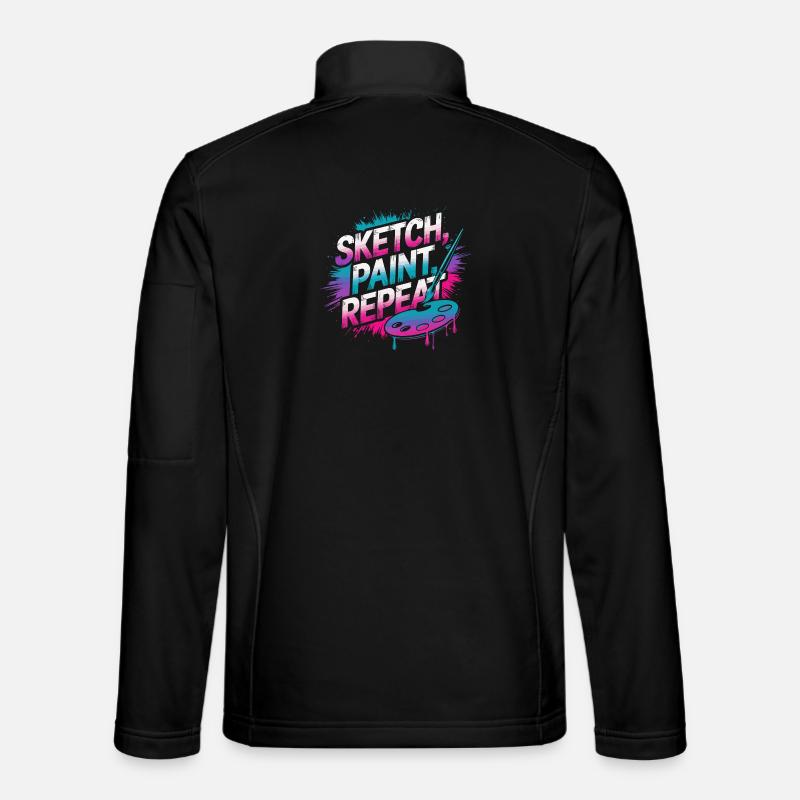 Sketch Paint Repeat Art Design - Unisex Softshell Jacket - black