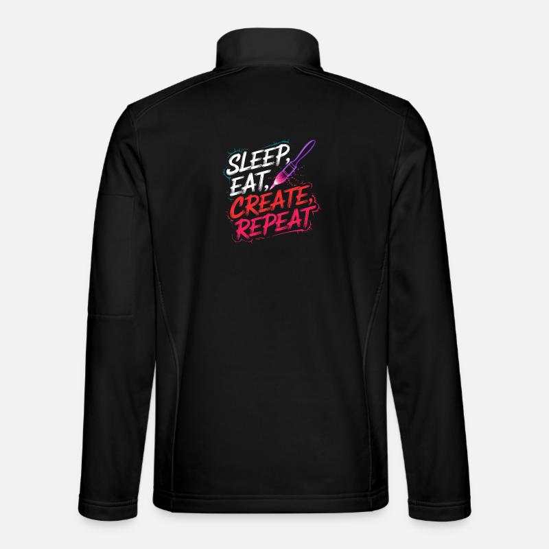 Sleep Eat Create Repeat - Unisex Softshell Jacket - black